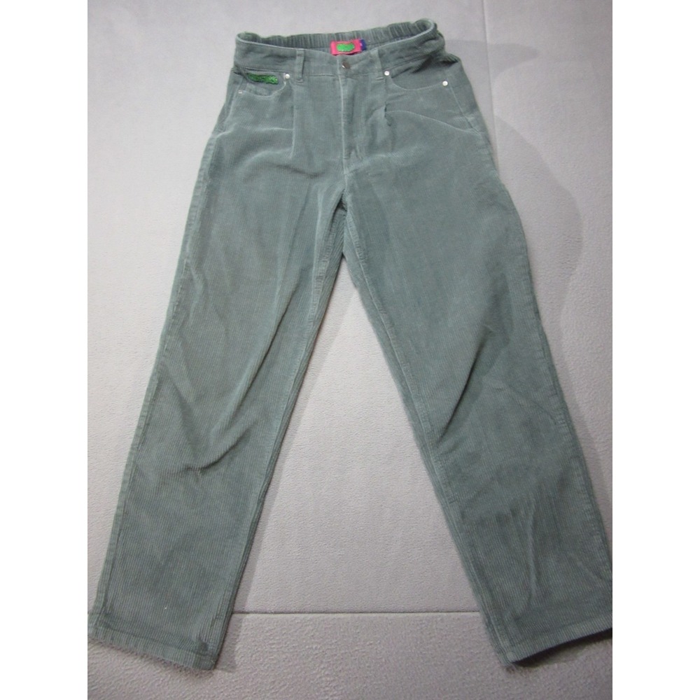 Empyre Pants Women Medium Green Corduroy Tori Skate Baggy Straight Leg High Rise
